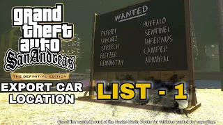 GTA SAN ANDREAS DEFINITIVE EDITION EXPORT CAR LIST 1