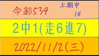 今彩539 『2中1(走6進7)』上期中14【2022年11月2日(三)】肉包先生