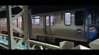 Blue Line trains at California CTA station 2/29/2024