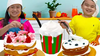 Bake a Cake Pretend Play with Jannie Lyndon & Maddie | Fun Kitchen and Cooking Toys