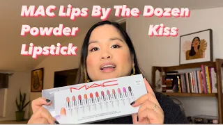 MAC LIPS BY THE DOZEN MINI POWDER KISS LIPSTICK-unboxing & swatches!