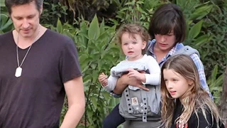 Milla Jovovich And Family Enjoy A Stroll