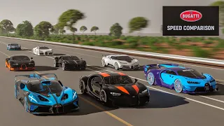 BUGATTI SPEED EVOLUTION COMPARISON 3D | Fastest BUGATTI 3d comparison