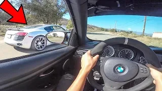 BMW M3 VS AUDI R8!! - POV DRIVE!! (Loud Exhausts!) V8 Battle