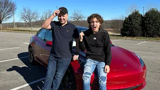 I gave my son a Tesla for his 16th birthday | Tesla Model 3 Performance | Incredible Reaction