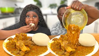 BIG BITES CHALLENGE | FUFU AND OGBONO SOUP Dad VS Daughter | AFRICAN FOOD