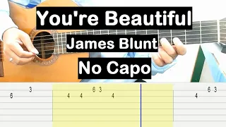 You're Beautiful Guitar Tutorial No Capo (James Blunt) Melody Guitar Tab Guitar Lesson for Beginners