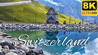 [ 8K ] Kleine Scheidegg - Grindelwald, Switzerland | Walk and Train Journey views | 8K UHD Video