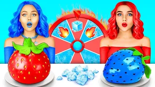 Desafío de Comida Fría vs Caliente | Batalla de Dulces Rojos Fuego y Azul Hielo por RATATA CHALLENG