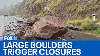 Malibu road closures caused by falling boulders