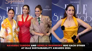 Raveena Tandon and Genelia Deshmukh Hug Each Other At Elle Sustainability Awards 2024