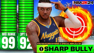 99 MID RANGE + 92 3PT "SHARP BULLY" MELO BUILD IS THE MOST DOMINANT SHOOTING BUILD IN NBA 2K24!!!