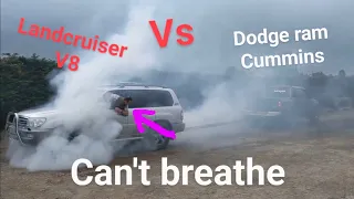 Toyota landcruiser v8 Vs Dodge ram Cummins brutal clutch killing tyre burning battle