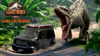 The Indominus Rex Car Chase! | JURASSIC WORLD CAMP CRETACEOUS | Netflix