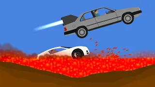 Rocket Car vs Lava Extreme Destruction - Phun Algodoo Moments