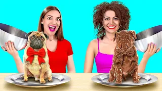 CHOCOLATE VS REAL FOOD CHALLENGE || Last to Stop Eating Wins! Best Pranks by 123 GO! GENIUS
