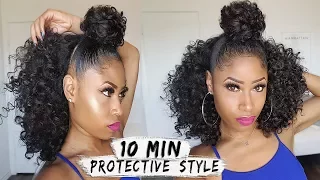 EASY 10-MIN BUN + HALF DOWN CURLY STYLE! | hair how-to