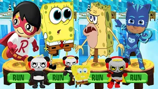 Tag with Ryan PJ Masks vs Spongebob: Sponge on the Run Catboy vs Combo Panda All Characters Unlocked