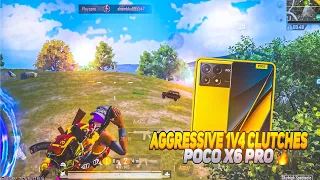 AGGRESSIVE 1V4 SQUAD WIPE 💥 || POCO X6 PRO 5G PUBG GAMEPLAY 90FPS || POCO X6 PRO BGMI MAX GRAPHICS