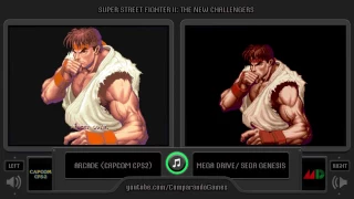 Dual Longplay [36] Super Street Fighter II (Arcade vs Sega Genesis) Side by Side Comparison