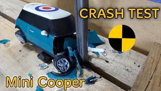 ⚡ crash test 🚖 MINI COOPER S vs post 📍 1:24 Scale Car Miniature Model Toy 4K Destruction R/C beamNG