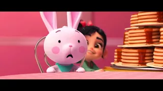 the bunny gets the pancake scene but every time the bunny eats the quality drops and it gets louder