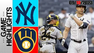 New York Yankees vs Milwaukee Brewers HIGHLIGHTS  [TODAY] September 10, 2023