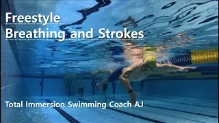 Total Immersion Swimming coach AJ Kim breathing and strokes, two beat kicks