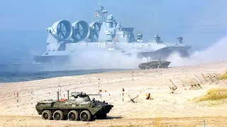 Giant Russian Zubr-class LCAC Hovercraft in Action