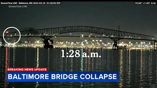 6 presumed dead following Francis Scott Key Bridge collapse; Coast Guard suspends search