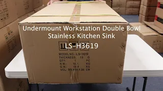 Unboxing Undermount Workstation Double Bowl Stainless Kitchen Sink