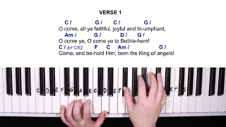 O Come All Ye Faithful (Chords Play-Along) Come Let Us Adore Him - Easy Piano Tutorial in C | Part 2