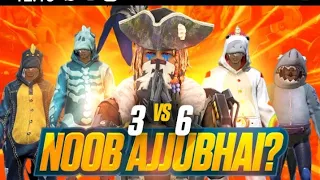 NOOB AJJUBHAI VS 6 PRO DINO PLAYERS✌️3 VS 6🔥BEST CLASH SQUAD GAMEPLAY | GARENA FREE FIRE 2023