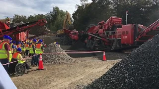 TerexFinlay J 1170 Direct Drive jaw crusher feeds C 1550 cone crusher followed by 684 screen plant