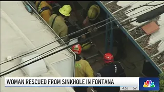 Fontana woman recovering after falling into 25-foot sinkhole