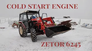 Cold Start - Zetor 6245 przed remontem  silnika - -3°C