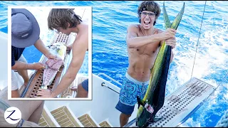 WE FINALLY CAUGHT FISH! Deep Sea Fishing Catch Clean Cook (Ep 253)