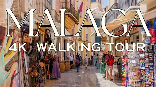 MALAGA, 🇪🇸 🍊 SPAIN, Down Town, Relaxing Morning Walk ✅ 🌸  Spring 2024🌸 [4K] (▶22min)