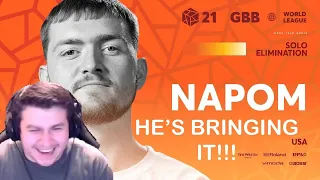 NAPOM IS KILLIN IT!!! l NaPoM 🇺🇸 GRAND BEATBOX BATTLE 2021: WORLD LEAGUE Solo Elimination REACTION