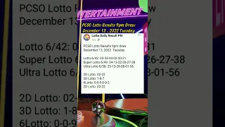 PCSO Lotto Results 9pm draw December 13, 2022