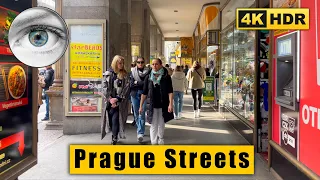 Virtual Walking Tour of Prague's Center: Na Příkopě and Národní Streets 🇨🇿 Сzech Republic 4k HDR