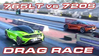 765LT vs 720S * McLaren 765LT vs 720S 1/4 Mile Drag Race