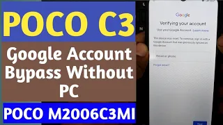 POCO C3 FRP UNLOCK   POCO M2006C3MI GOOGLE ACCOUNT BYPASS