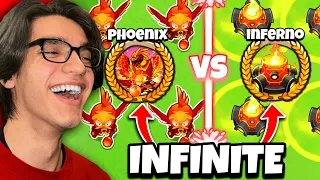 INFINITE Buffed T5 Phoenix VS UNLIMITED T5 Inferno Rings in Bloons TD6