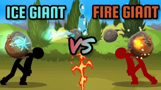 Ice Enslaved Giant Vs Fire Enslaved Giant - Stick War 3 Unit Battles