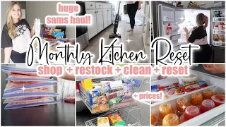 🍋 MONTHLY KITCHEN RESET // sams club shop with me + grocery haul + restock + clean