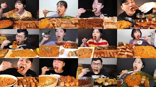 Mukbang Korean eating Daechang with Noodles ASMR Crispy Beef intestine 🐂 in Big Bowl Compilation ‼️