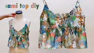 Cami V neck ruffle peplum top DIY | How to sew the Maggie cami top