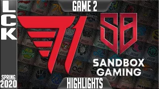 SB vs T1 Highlights Game 2 | LCK Spring 2020 W8D2 | Sandbox Gaming vs T1 G2