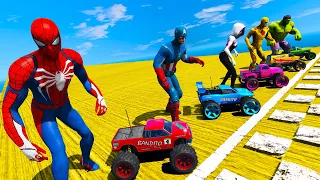 Homem Aranha, Capitão América, Flash com Carros RC e Vilões! Super-Heróis no Jogo GTA 5 e MODS